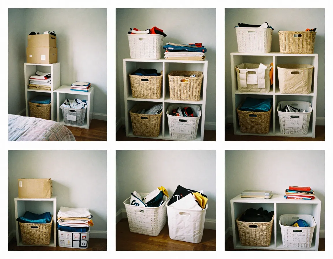 Step by step decluttering process visualization
